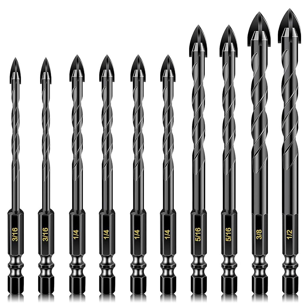 Serplex 12pcs Drill Bit Set Tungsten Steel Drill Bit with 7 Sizes Drill Bits for Glass, Tile, Brick, Cement, Concrete, Plastic, Wood Serplex 12pcs Drill Bit Set Tungsten Steel Drill Bit with 7 Sizes Drill Bits for Glass, Tile, Brick, Cement, Concrete, Plastic, Wood